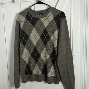 Gray Argyle Knit Sweater